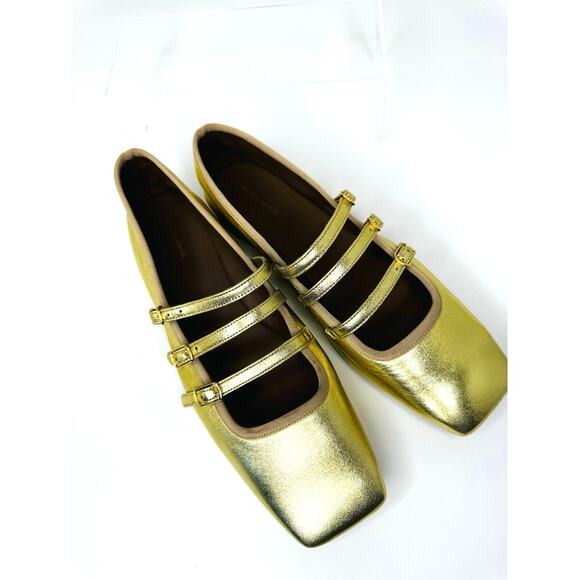 Mansur Gavriel Gold Square Toe Mary Jane Flat (Women) SZ EU 39 - Picture 5 of 9